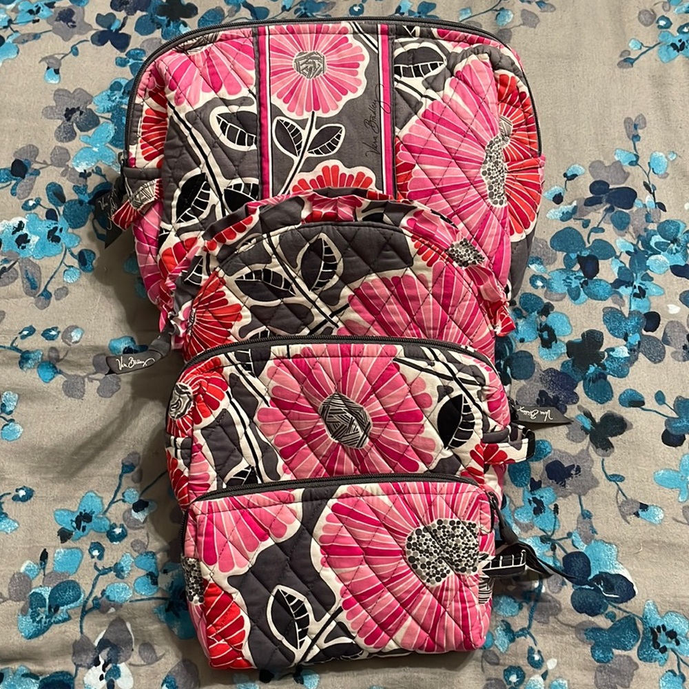 Vera Bradley Cheery Blossoms Cosmetic Bag Set